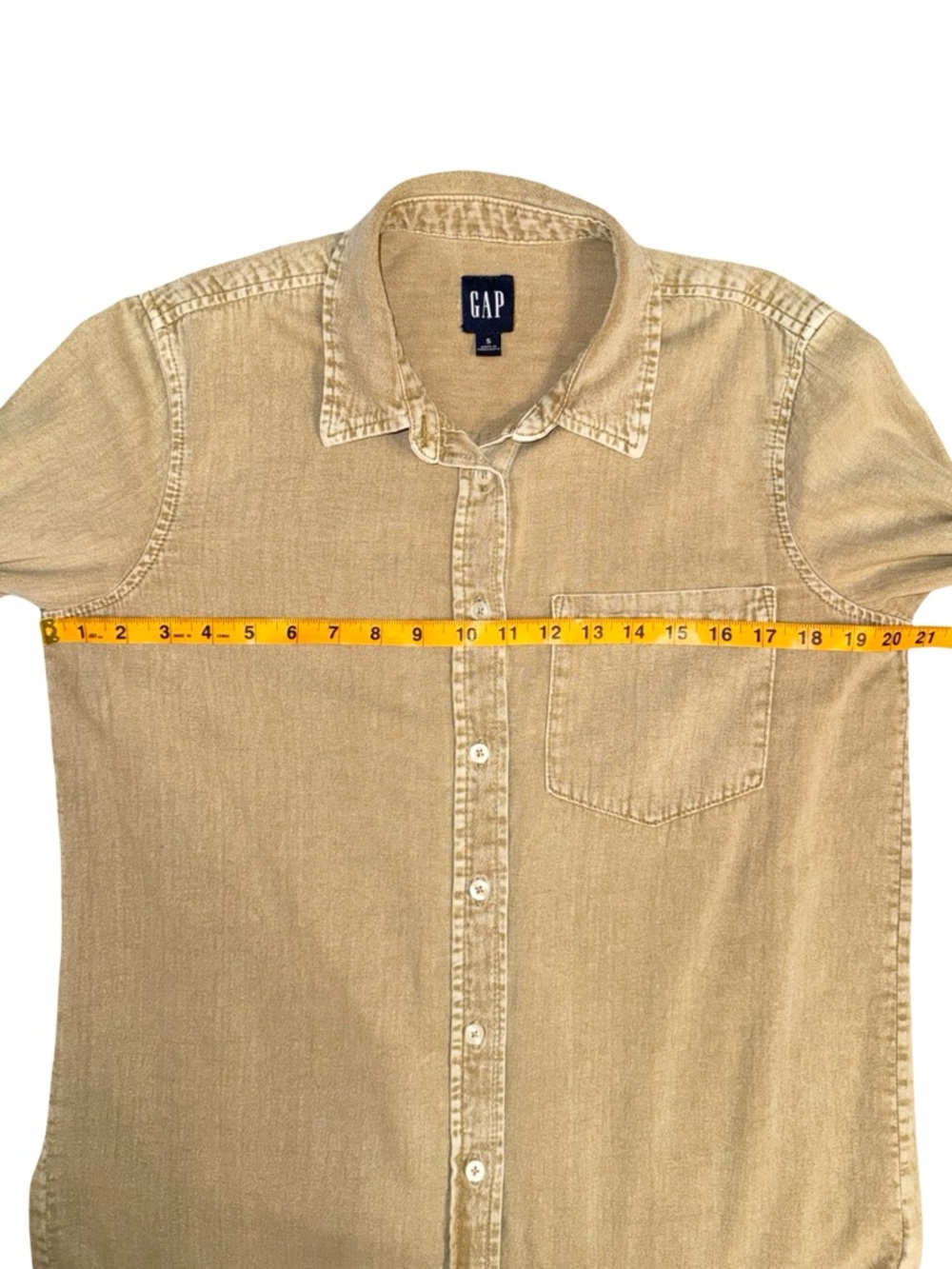 GAP Denim Boyfriend Shirt In New Sand Beige Size Small - Picture 9 of 9